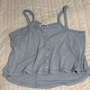 Blue Button-Up Women's  Crop Top